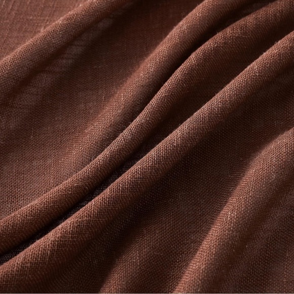 MIULEE CHOCOLATE BROWN LINEN CURTAINS 52x90 SEMI SHEER 2 PANELS NEW - Picture 3 of 9